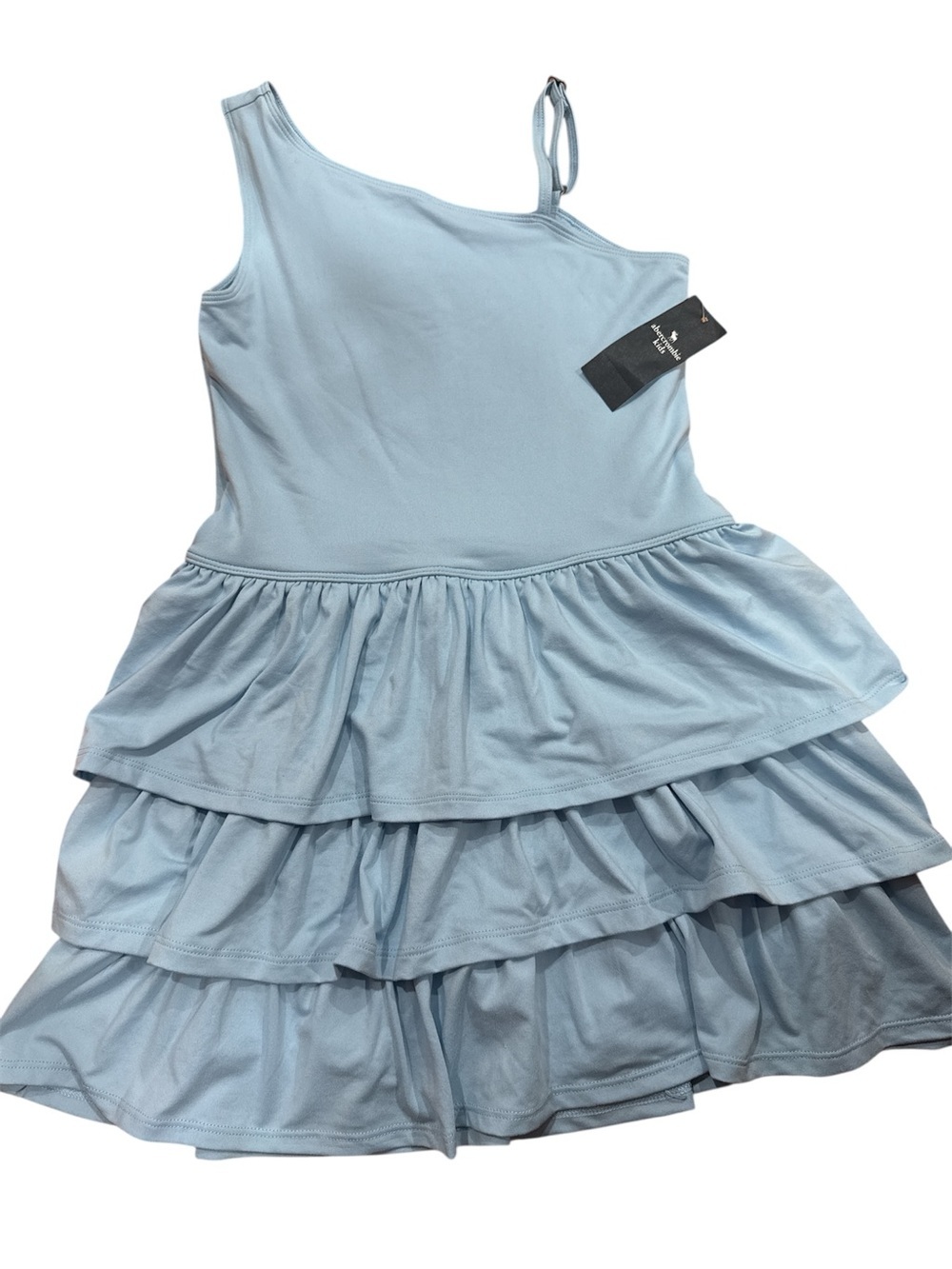 abercrombie kids Light Blue One-Shoulder Tiered Ruffle Dress